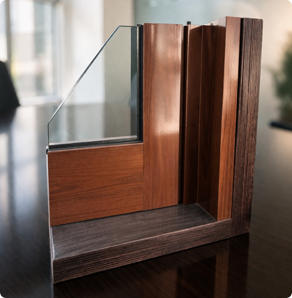 Aluminium with wood finishes